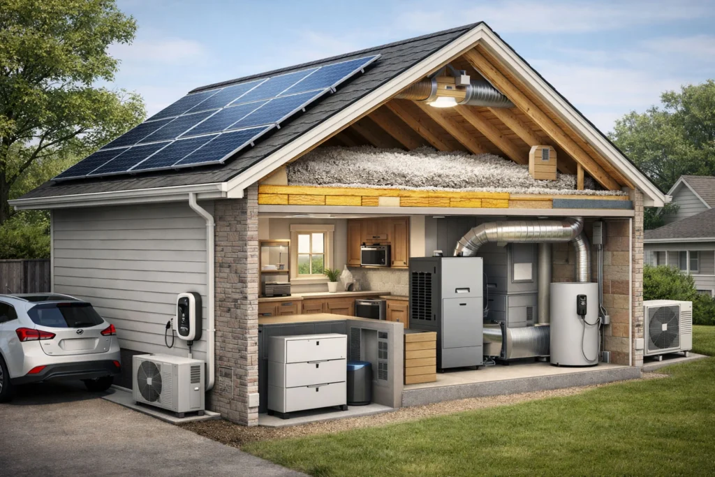 Attic insulation installation in a Canadian home showing blown-in insulation for improved energy efficiency