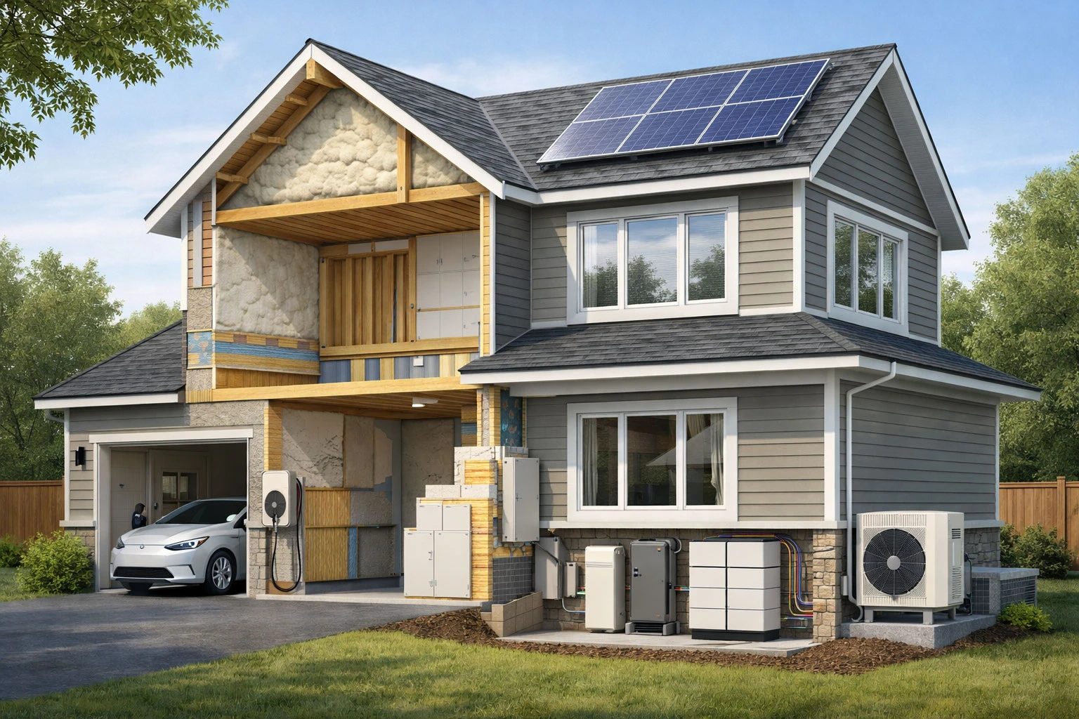 Cold climate heat pump installed outside a home in Canada providing efficient heating and cooling