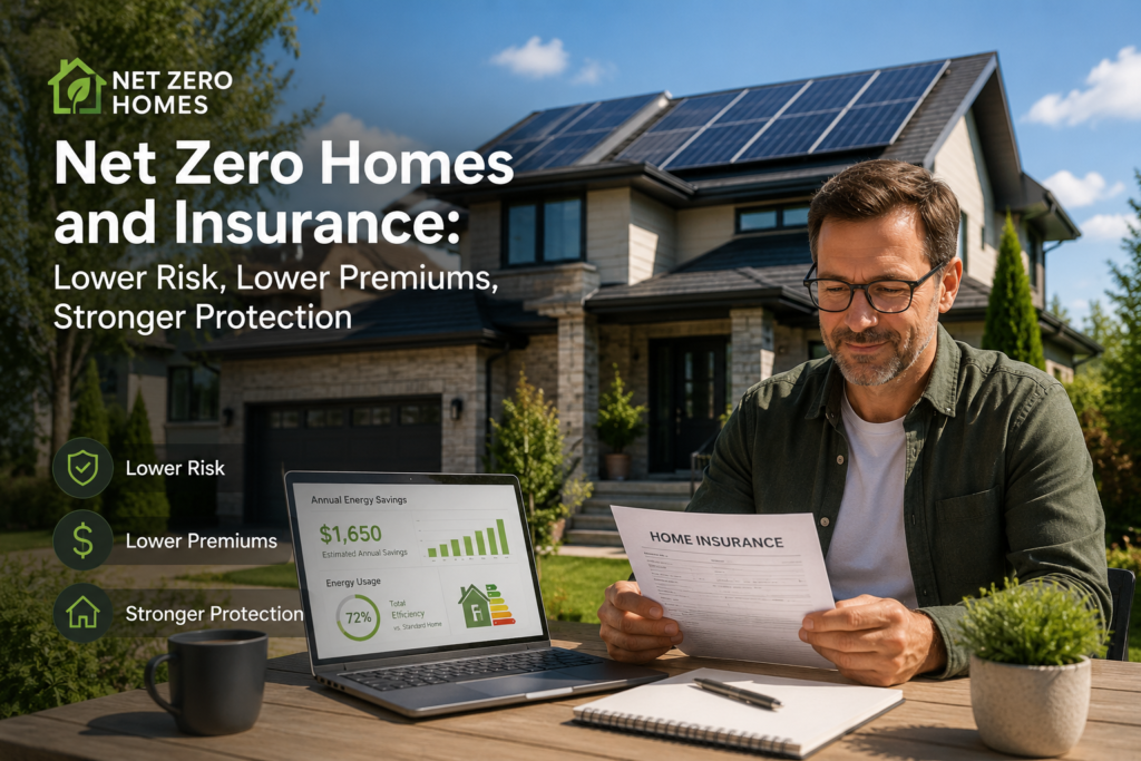 Rooftop solar panels on Ontario home with insurance documents and family in background