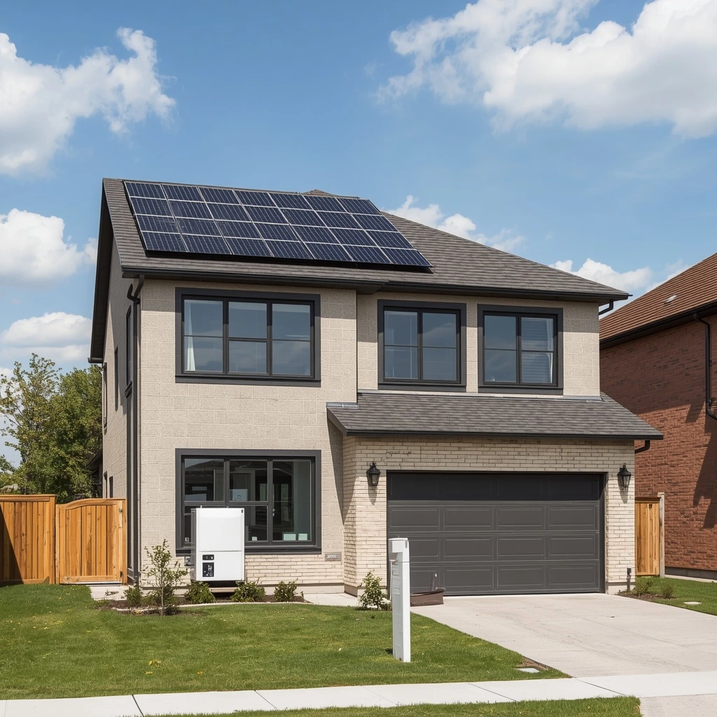Durham Region home with solar panels and heat pump installation under Greener Homes Loan financing