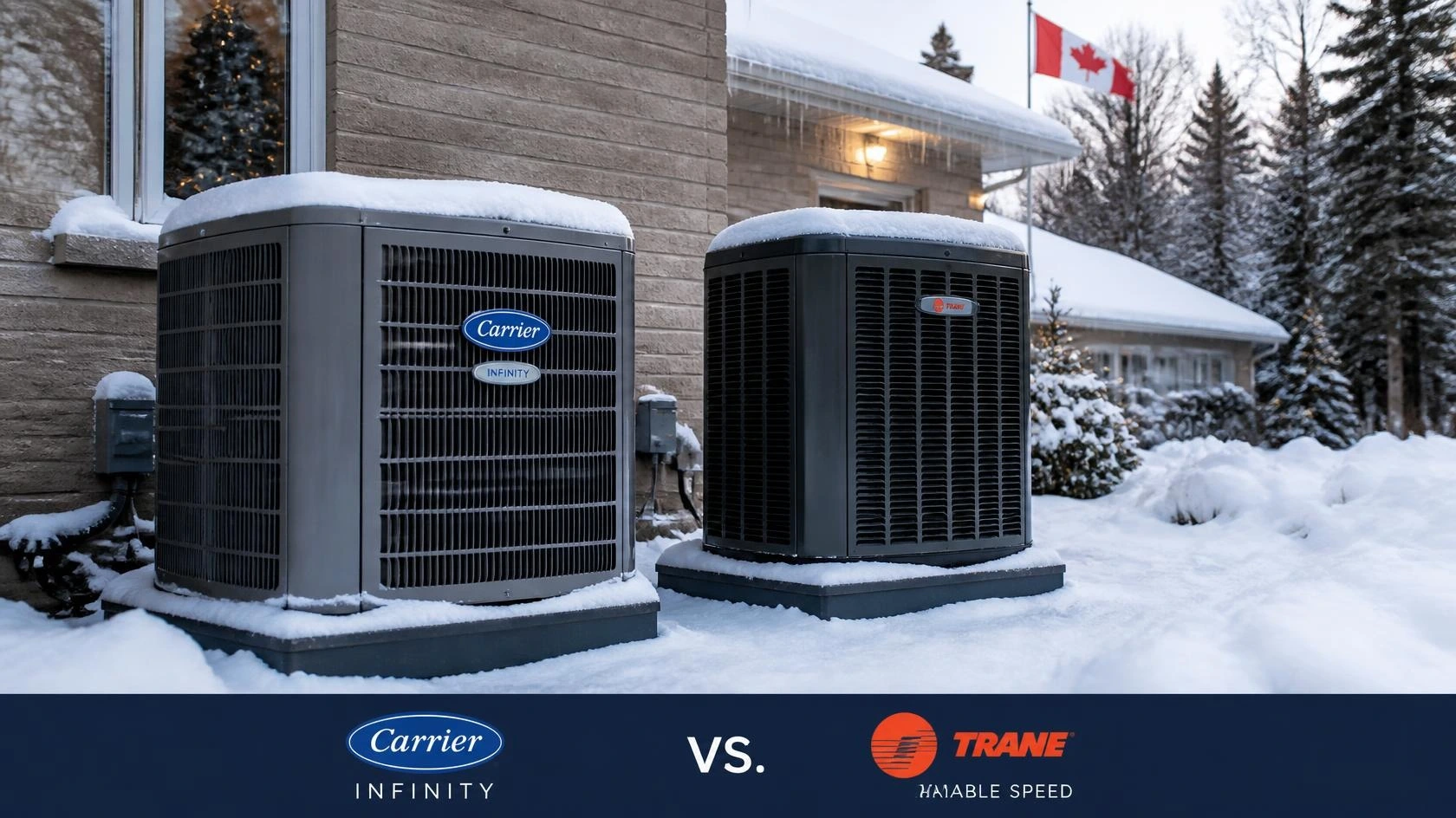 Carrier vs Trane cold climate heat pumps installed for Ontario winter performance
